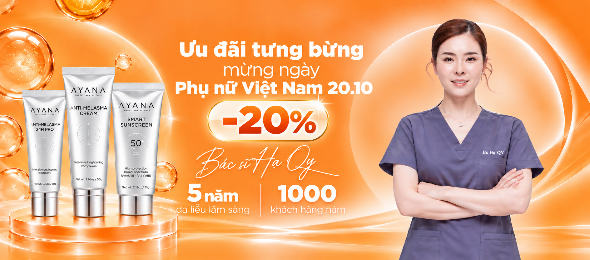 Orange Skincare Promotion with Doctor and Products